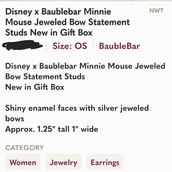 Disney + BAUBLEBAR, NIB, Minnie earrings - Picture 4 of 4